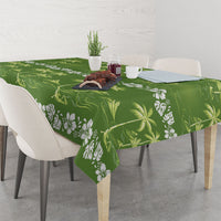 Olive Green Hawaii Palm Tree Hibiscus Tablecloth Fantasy Summer Vibe LT01 - Polynesian Pride