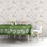 Olive Green Hawaii Palm Tree Hibiscus Tablecloth Fantasy Summer Vibe LT01 - Polynesian Pride