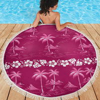 Pink Hawaii Palm Tree Hibiscus Beach Blanket Fantasy Summer Vibe