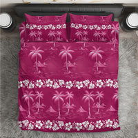 Pink Hawaii Palm Tree Hibiscus Bedding Set Fantasy Summer Vibe LT01 Pink - Polynesian Pride