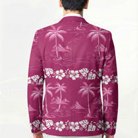 Pink Hawaii Palm Tree Hibiscus Blazer Fantasy Summer Vibe
