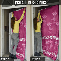 Pink Hawaii Palm Tree Hibiscus Door Cover Fantasy Summer Vibe LT01 - Polynesian Pride