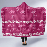 Pink Hawaii Palm Tree Hibiscus Hooded Blanket Fantasy Summer Vibe LT01 One Size Pink - Polynesian Pride