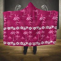 Pink Hawaii Palm Tree Hibiscus Hooded Blanket Fantasy Summer Vibe LT01 - Polynesian Pride