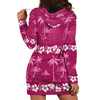 Pink Hawaii Palm Tree Hibiscus Hoodie Dress Fantasy Summer Vibe LT01 - Polynesian Pride