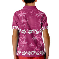 Pink Hawaii Palm Tree Hibiscus Kid Polo Shirt Fantasy Summer Vibe LT01 - Polynesian Pride
