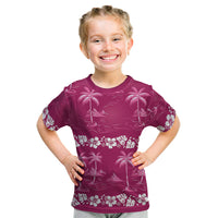 Pink Hawaii Palm Tree Hibiscus Kid T Shirt Fantasy Summer Vibe LT01 Pink - Polynesian Pride