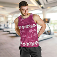 Pink Hawaii Palm Tree Hibiscus Men Tank Top Fantasy Summer Vibe LT01 Pink - Polynesian Pride