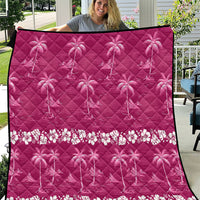 Pink Hawaii Palm Tree Hibiscus Quilt Fantasy Summer Vibe LT01 Pink - Polynesian Pride