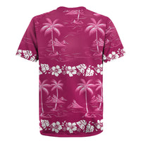 Pink Hawaii Palm Tree Hibiscus Rugby Jersey Fantasy Summer Vibe LT01 - Polynesian Pride