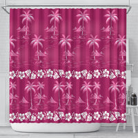 Pink Hawaii Palm Tree Hibiscus Shower Curtain Fantasy Summer Vibe LT01 - Polynesian Pride