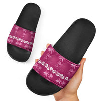 Pink Hawaii Palm Tree Hibiscus Slide Sandals Fantasy Summer Vibe LT01 - Polynesian Pride