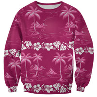 Pink Hawaii Palm Tree Hibiscus Sweatshirt Fantasy Summer Vibe LT01 Unisex Pink - Polynesian Pride
