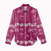 Pink Hawaii Palm Tree Hibiscus Women Casual Shirt Fantasy Summer Vibe LT01 - Polynesian Pride