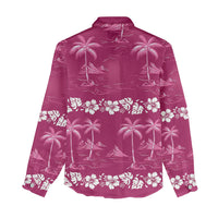 Pink Hawaii Palm Tree Hibiscus Women Casual Shirt Fantasy Summer Vibe LT01 - Polynesian Pride