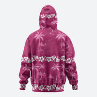 Pink Hawaii Palm Tree Hibiscus Zip Hoodie Fantasy Summer Vibe LT01 - Polynesian Pride