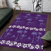 Purple Hawaii Palm Tree Hibiscus Area Rug Fantasy Summer Vibe LT01 Purple - Polynesian Pride
