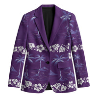 Purple Hawaii Palm Tree Hibiscus Blazer Fantasy Summer Vibe
