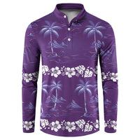 Purple Hawaii Palm Tree Hibiscus Button Sweatshirt Fantasy Summer Vibe
