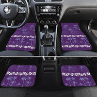Purple Hawaii Palm Tree Hibiscus Car Mats Fantasy Summer Vibe LT01 Set 4pcs Purple - Polynesian Pride