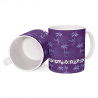 Purple Hawaii Palm Tree Hibiscus Ceramic Mug Fantasy Summer Vibe