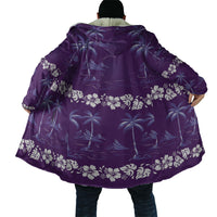 Purple Hawaii Palm Tree Hibiscus Cloak Fantasy Summer Vibe LT01 - Polynesian Pride