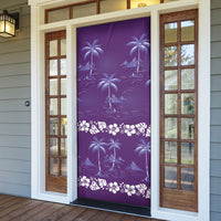Purple Hawaii Palm Tree Hibiscus Door Cover Fantasy Summer Vibe LT01 - Polynesian Pride