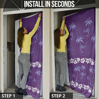 Purple Hawaii Palm Tree Hibiscus Door Cover Fantasy Summer Vibe LT01 - Polynesian Pride