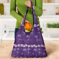 Purple Hawaii Palm Tree Hibiscus Grocery Bag Fantasy Summer Vibe LT01 - Polynesian Pride