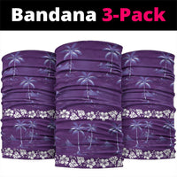 Purple Hawaii Palm Tree Hibiscus Neck Gaiter Fantasy Summer Vibe LT01 package One Size: 25*50cm Purple - Polynesian Pride