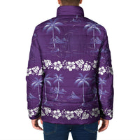 Purple Hawaii Palm Tree Hibiscus Padded Jacket Fantasy Summer Vibe