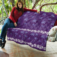Purple Hawaii Palm Tree Hibiscus Quilt Fantasy Summer Vibe LT01 - Polynesian Pride
