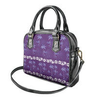 Purple Hawaii Palm Tree Hibiscus Shoulder Handbag Fantasy Summer Vibe LT01 - Polynesian Pride