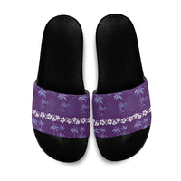 Purple Hawaii Palm Tree Hibiscus Slide Sandals Fantasy Summer Vibe LT01 Purple - Polynesian Pride