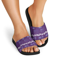Purple Hawaii Palm Tree Hibiscus Slide Sandals Fantasy Summer Vibe LT01 - Polynesian Pride