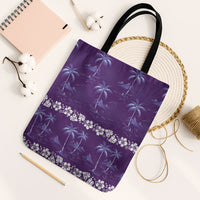 Purple Hawaii Palm Tree Hibiscus Tote Bag Fantasy Summer Vibe LT01 Black Strap One Size Purple - Polynesian Pride