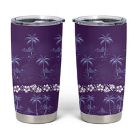 Purple Hawaii Palm Tree Hibiscus Tumbler Cup Fantasy Summer Vibe LT01 Purple - Polynesian Pride