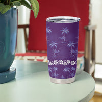 Purple Hawaii Palm Tree Hibiscus Tumbler Cup Fantasy Summer Vibe LT01 - Polynesian Pride