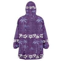 Purple Hawaii Palm Tree Hibiscus Wearable Blanket Hoodie Fantasy Summer Vibe LT01 - Polynesian Pride