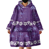 Purple Hawaii Palm Tree Hibiscus Wearable Blanket Hoodie Fantasy Summer Vibe LT01 - Polynesian Pride