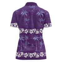 Purple Hawaii Palm Tree Hibiscus Women Polo Shirt Fantasy Summer Vibe LT01 - Polynesian Pride