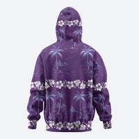 Purple Hawaii Palm Tree Hibiscus Zip Hoodie Fantasy Summer Vibe LT01 - Polynesian Pride
