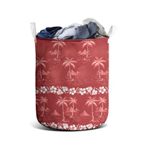 Red Hawaii Palm Tree Hibiscus Laundry Basket Fantasy Summer Vibe