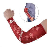 Red Hawaii Palm Tree Hibiscus Arm Sleeves Fantasy Summer Vibe LT01 Set of 2 Red - Polynesian Pride