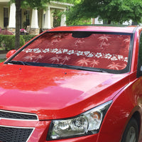 Red Hawaii Palm Tree Hibiscus Auto Sun Shade Fantasy Summer Vibe LT01 - Polynesian Pride
