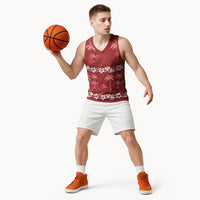 Red Hawaii Palm Tree Hibiscus Basketball Jersey Fantasy Summer Vibe LT01 - Polynesian Pride