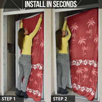Red Hawaii Palm Tree Hibiscus Door Cover Fantasy Summer Vibe LT01 - Polynesian Pride