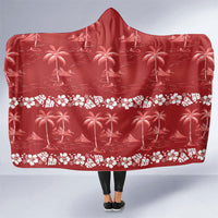 Red Hawaii Palm Tree Hibiscus Hooded Blanket Fantasy Summer Vibe LT01 One Size Red - Polynesian Pride