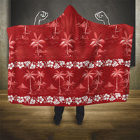 Red Hawaii Palm Tree Hibiscus Hooded Blanket Fantasy Summer Vibe LT01 - Polynesian Pride