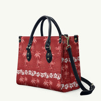 Red Hawaii Palm Tree Hibiscus Leather Bag Fantasy Summer Vibe LT01 Red - Polynesian Pride